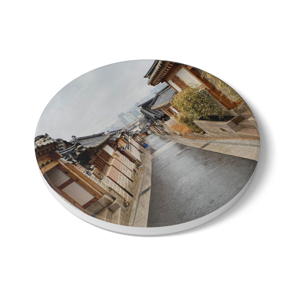 Rainy Day in Seoul Ceramic Coaster